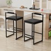 SKRAN Modern Bar Stools Upholstered Velvet Set of 2 With Footrest & Back Support Durable For Entertainment Or Daily Use - 2 of 4