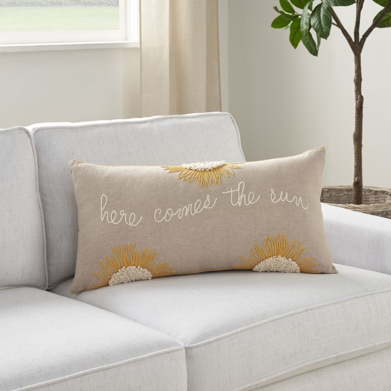 Mina Victory Life Styles Here Comes The Sun 12" x 24" Natural Indoor Pillow Cover, 2 of 6