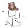 Dsvimoy Counter and Bar Stool Faux Leather Vintage Design with Sturdy Metal Frame for Kitchen, Brown, 32"*20"*13.25" - 3 of 4