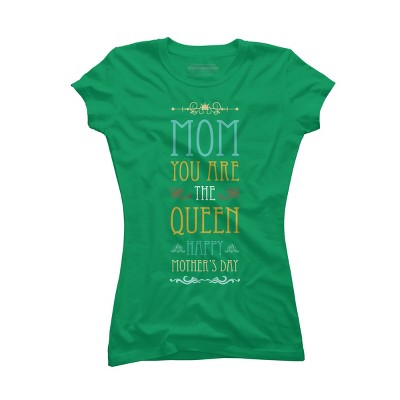 Junior's Design By Humans Mother's Day Mom Queen By tmsarts T-Shirt