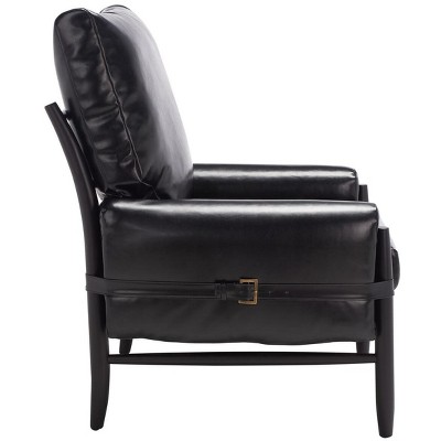 Oslo Black Faux Leather Barrel Accent Chair with Wood Frame