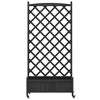 vidaXL Outdoor Planter with Trellis and Wheels - Black Solid Fir Wood, Rectangular Flower Box, Garden, Patio, Terrace, 35.4"x13.8"x73.8" - 4 of 4