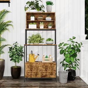 5-Tier Kitchen Bakers Rack with Power Outlet,67.7"Industrial Microwave Stand with Shelves&Cabinet, Freestanding Storage Rack for Pots, Pans & Spices - 1 of 4