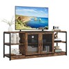 TV with Storage Cabinet and Mesh Doors, Wood Rustic TV Console, 2 Tier TV Table for Living Room Bedroom Office, Media Cabinet - 3 of 4