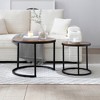 Set of 2 Round Nesting Coffee & Side Tables. Sturdy Metal Frame. For Living Room, Bedroom, Apartment. Modern Industrial, Simple Nightstand. - 2 of 4