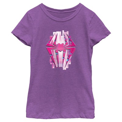 Girl's Spider-man: Across The Spider-verse Pink Glitch Spider Logo T ...