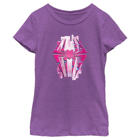 Girl's Spider-Man: Across the Spider-Verse Pink Glitch Spider Logo T-Shirt - image 1 of 4