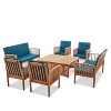 Christopher Knight Home Navan Outdoor Acacia Wood 8 Seater Chat Set with Water-Resistant Cushion - 3 of 4
