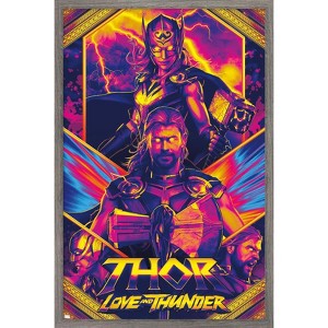 Trends International Marvel Thor: Love and Thunder - Neon Framed Wall Poster Prints - 1 of 4