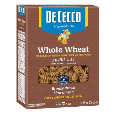 De Cecco Whole Wheat Pasta, Fusilli, 13.25 Ounce (Pack of 12) (VIP1034)