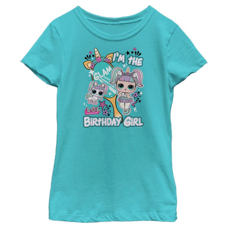 Girl's L.O.L Surprise I'm the Birthday Girl Unicorn T-Shirt, 1 of 5