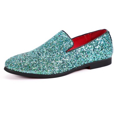 Santimon Mens Glitter Loafers Slip-On Dress Shoes – Sparkly Tuxedo & Suit Shoes for Weddings, Parties, and Formal Events