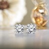 4 Prong 2 Carat Round Shaped Moissanite Solitaire Stud Earrings in 18k White Gold Plating for Women - 2 of 4