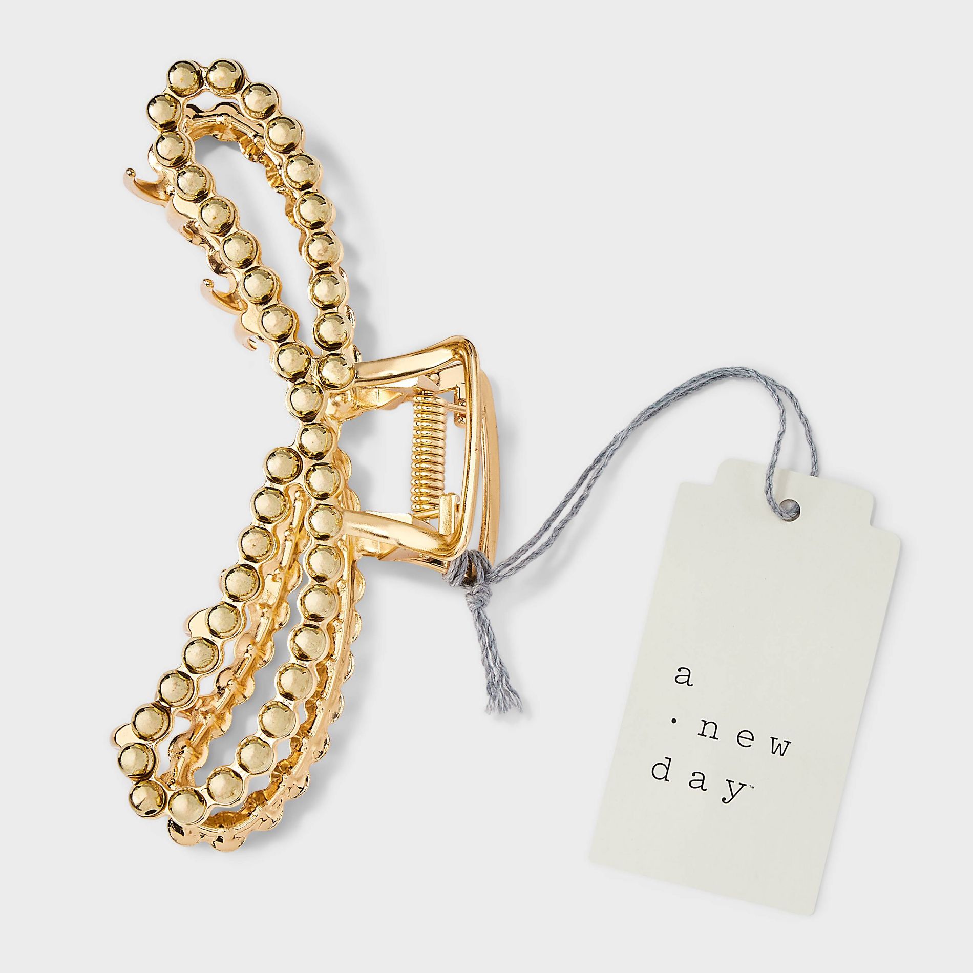 Metal Round Studded Loop Hair Claw Clip - A New Day™ Gold