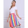 INSPIRE CHIC Women's Stripes Button Front Elastic Back A-Line Midi Skirt - 2 of 4