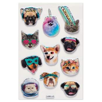 11ct Cat and Dog Puffy Stickers