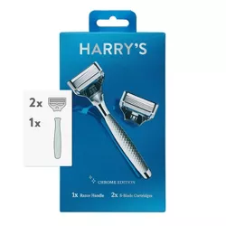 Harry's 5-Blade Men's Razor - 1 Razor Handle + 2 Razor Blade Refills - Chrome Edition Handle