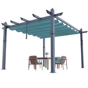 GOCAPTAIN Patio Pergola - Metal Outdoor Sun Shade Canopy with Retractable Roof for Garden Porch Backyard - 1 of 4