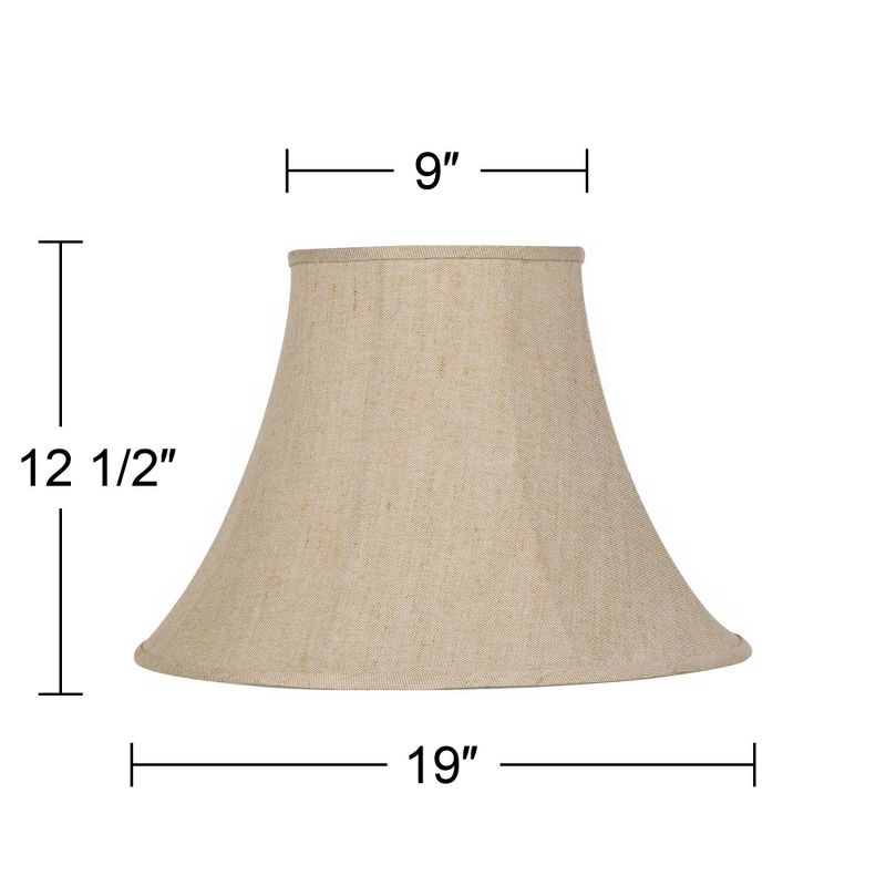 Springcrest Beige Linen Large Bell Lamp Shade 9" Top x 19" Bottom x 12.5" High (Spider) Replacement with Harp and Finial, 5 of 8