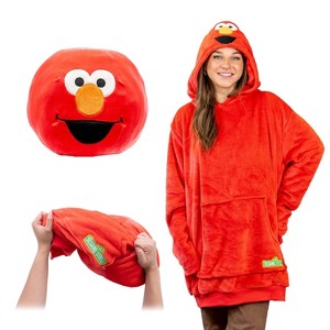 Sesame Street | Elmo Adult Snugible 2-in-1 Blanket Hoodie & Pillow - 1 of 4