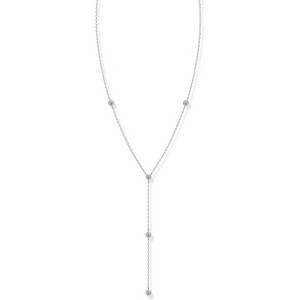 Gold Drop Lariat Necklace for Women, 14K Gold Plated CZ Station Star Beaded Chain - 1 of 4