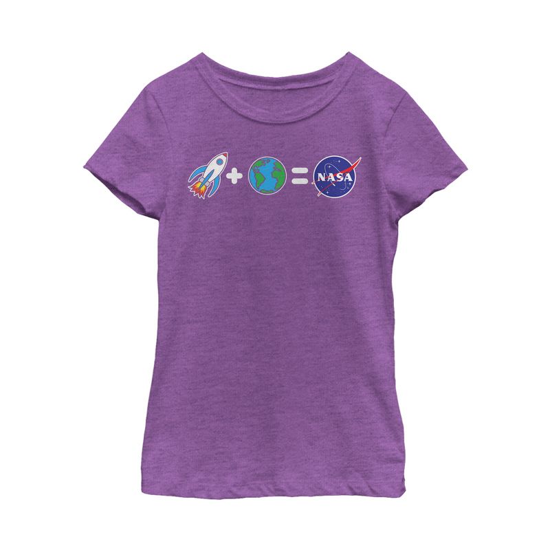 Girl's NASA Emoji Space Equation T-Shirt, 1 of 4