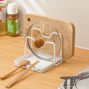 Pot Lid Holder and Spoon Rest with Drip Tray for Pot Lids, Countertop Storage, Cutting Board Rack for Spatula Spoon Pot Cover Chopping Board - 1 of 4