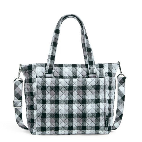 TWENTY FOUR White Checkered Handbags Leather Shoulder Tote bag Cross body  Strap - White Christmas gift 