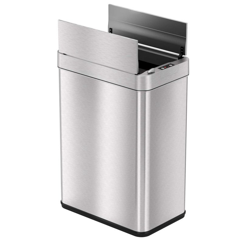 iTouchless Wings Open Lid Kitchen Sensor Trash Can with AbsorbX Odor Filter Rectangular 13 Gallon Silver Stainless Steel, 1 of 7