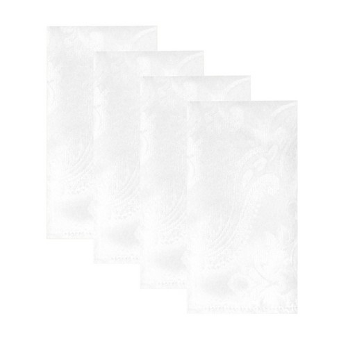 17 in. W x 17 in. L Elegance Plaid Damask White Fabric Napkins (Set of 4)