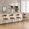 2 Packs Modern Leather Bar Stools, 27" Counter Height w/Back & Footrest, 300Lbs Capacity, Brown Upholstered Kitchen Island Stools - 2 of 4