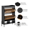Acekool Shoe Cabinet with 2 Flip-Up Drawers & Open Storage, Adjustable Support Legs, Metal Knobs, Entryway Organizer - 4 of 4