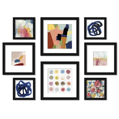 Americanflat Colorful Paint Strokes 8 Piece Framed Gallery Wall Art Set