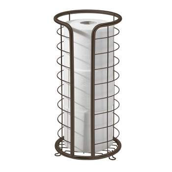 mDesign Metal Free Standing Toilet Paper Stand, Holds 3 Rolls