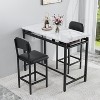 Oversart Kitchen Table Set, Dining Table and Chairs for 2, 3 Piece Dining Room Table Set with 2 Upholstered Chairs Rustic Black - 2 of 4