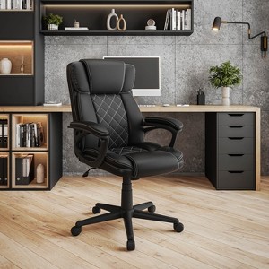 ORRD Ergonomic Office Chair High Back with Lumbar Support, Black Faux Leather Executive Desk Chair - Adjustable Swivel Tilt Recline - 1 of 4