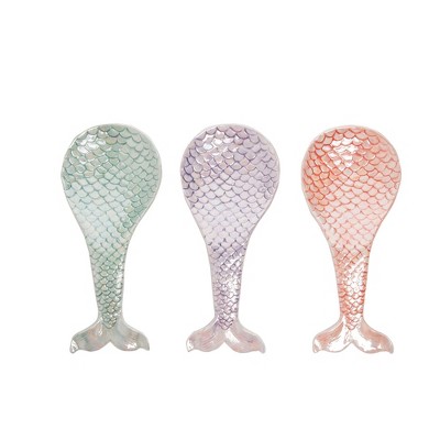 Transpac Ceramic Mermaid Tail Spoon Rest Set of 3 Spring Home Decorations