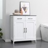 kleankin Bathroom Floor Cabinet, Freestanding Linen Cabinet, Storage Cupboard with 2 Drawers, Double Doors, Adjustable Shelf, White - 3 of 4