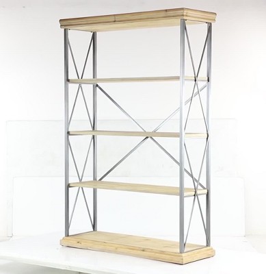 Industrial Brown Wood and Metal 5-Tier Shelving Unit