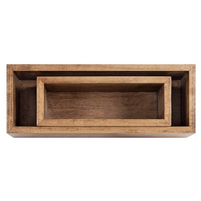 Domio Rustic Brown Wood Wall Pocket Organizer Set