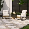 Decksplore 3-Piece Rocking Bistro Set Outdoor Patio Furniture with Cushions and 2-Tier Coffee Table - 3 of 4