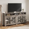 71" Farmhouse TV Stand for 80 inch, Mid Century Modern Entertainment Center with Storage, Wooden Media Console Cabinet Furniture with Glass Door - 3 of 4