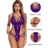 Clotth Women's Deep V Lace Teddy Bodysuit - Exquisite One Piece Lingerie, Babydoll Teddy Underwear - 4 of 4