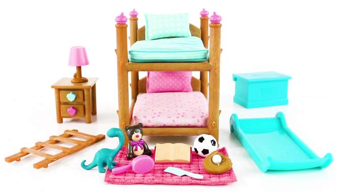 Li&#39;l Woodzeez Miniature Furniture Playset 18pc - Bunk Bed Bedroom Set, 2 of 6, play video