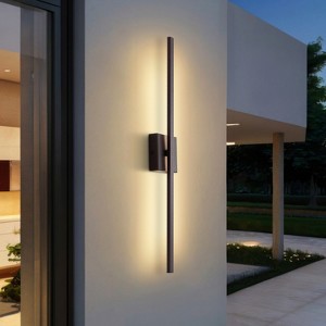 JONATHAN Y Vara Modern Minimalist Indoor/Outdoor Metal 350-Degree Rotate Dimmable Integrated Linear LED Wall Sconce - 1 of 4