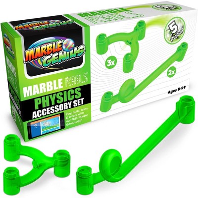 Marble Genius Marble Rails Physics Set: 5 Piece Marble Run (Includes 3 Y Splitters and 2 Loops), Add-on for Marble Rails Building