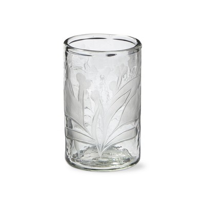TAG Etched Leaf Print Clear Glass Everything Glass Tumbler, Dishwasher Safe, 2.25L x 2.25W x 4.75H inches 12 oz.
