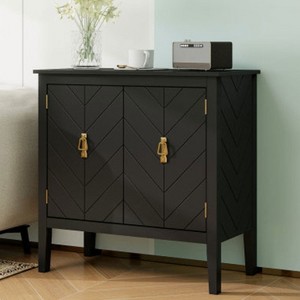 Storage Cabinet with Doors, Modern Black Accent Cabinet, Free Standing Cabinet, Wooden Buffet Sideboards for Bedroom, Kitchen,Home Office - 1 of 4