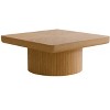 GDFStudio Hiland 34.6'' Modern Square Coffee Table Parquet Wood Top and Cylindrical Base - 4 of 4