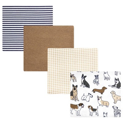 Hudson Baby Infant Boy Cotton Poly Flannel Receiving Blankets, Handsome Dogs, One Size